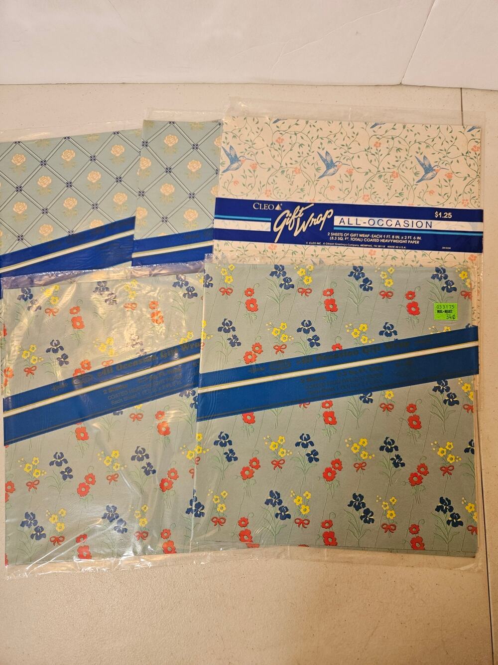 Vintage wrapping paper 5 pack bundle new old stock cottagecore floral country